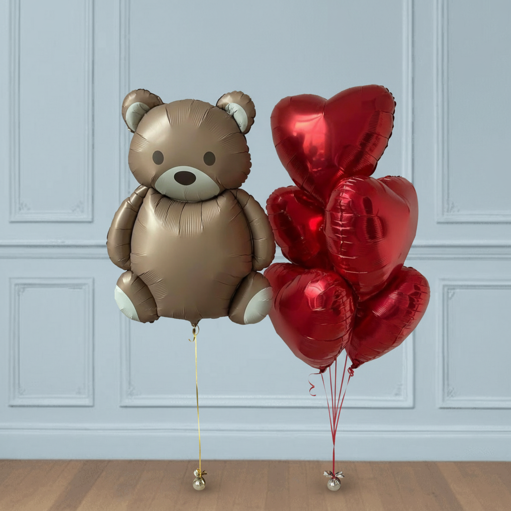 Ramo de globos corazones con helio