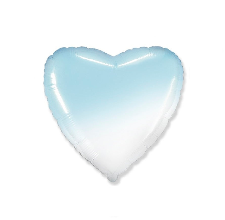 Globo Corazon de foil aluminio bebè degradado azul 18" (45cm)