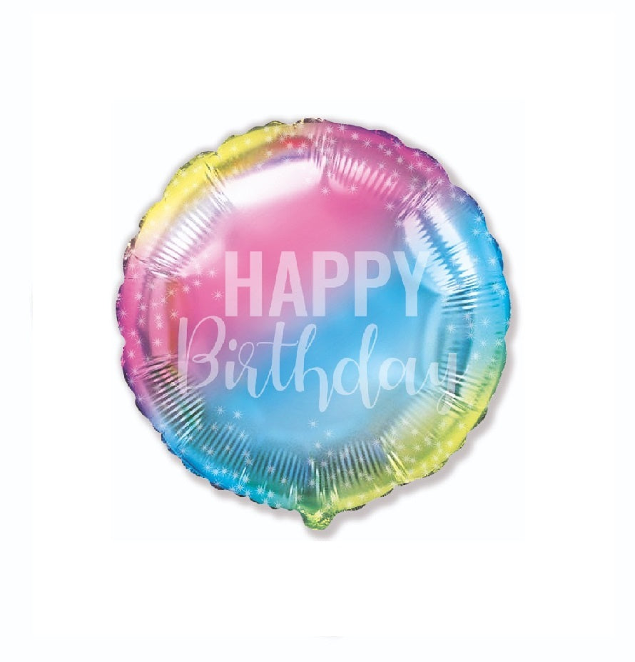 Redondo de foil aluminio Happy Birthday degradado 18″(45cm)