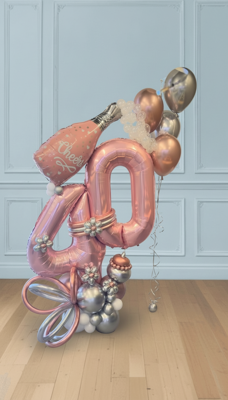 Bouquet de globos de cumpleaños con números 40