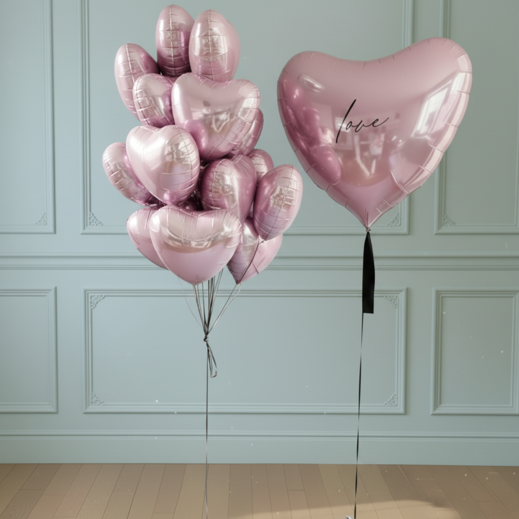 Globos de corazones rosas