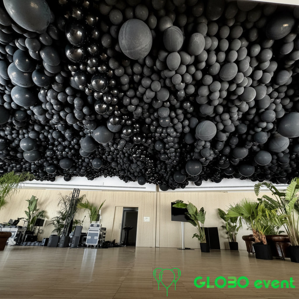 Decoración globos en el techo