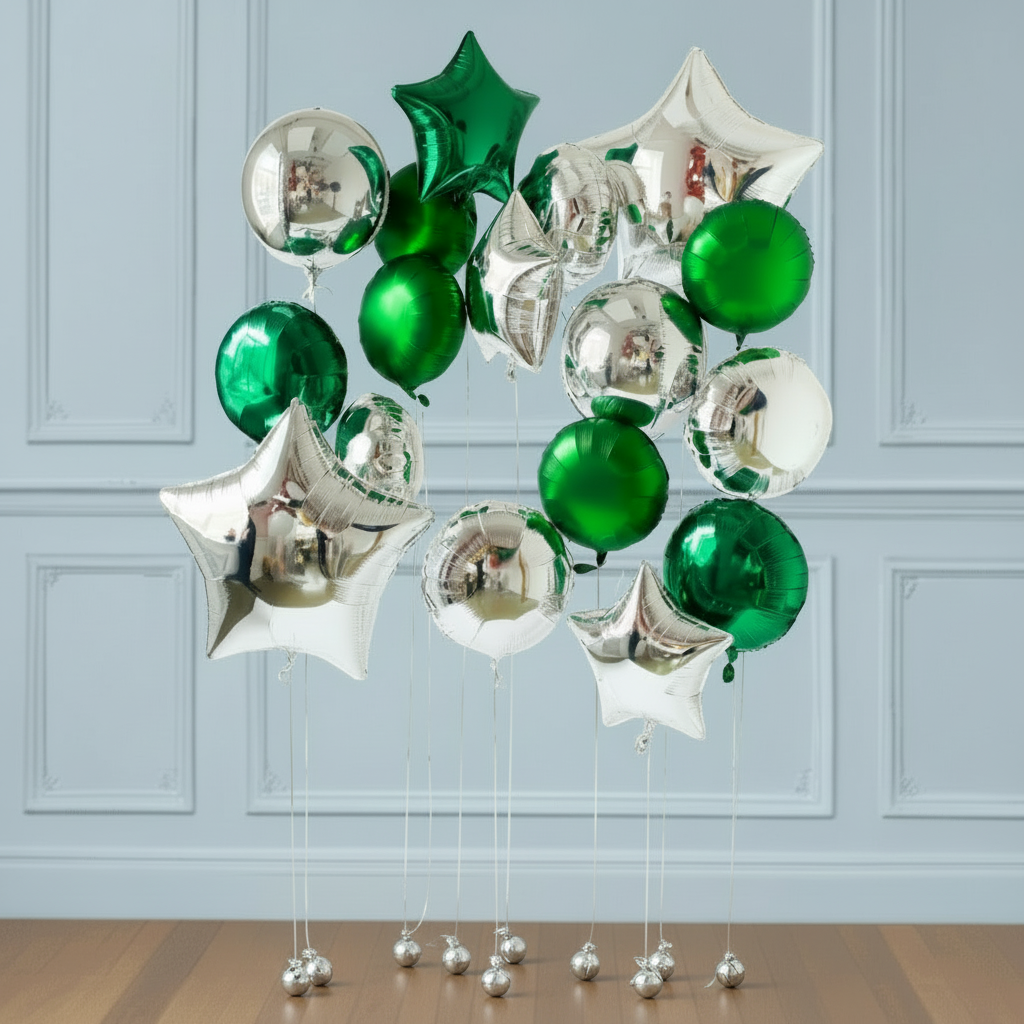 Pared de globos Verde-plata