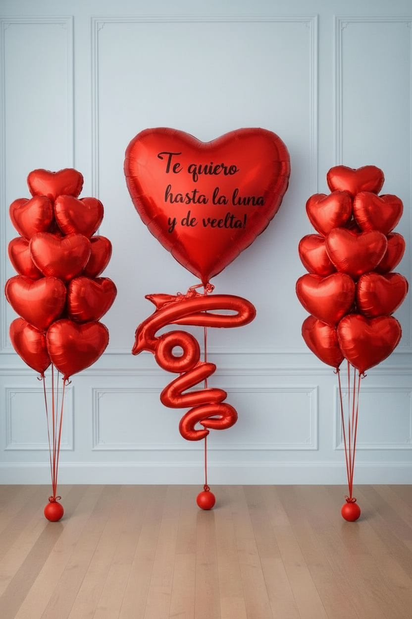 2 Fuentes de globos con corazón grande