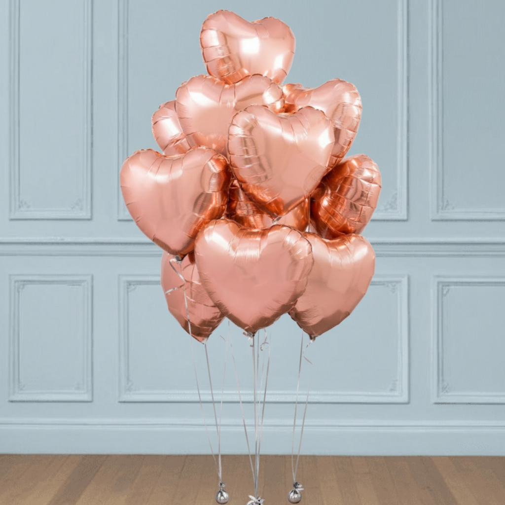 Globos de corazones rosa oro