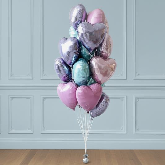 Ramo de globos corazones multicolores