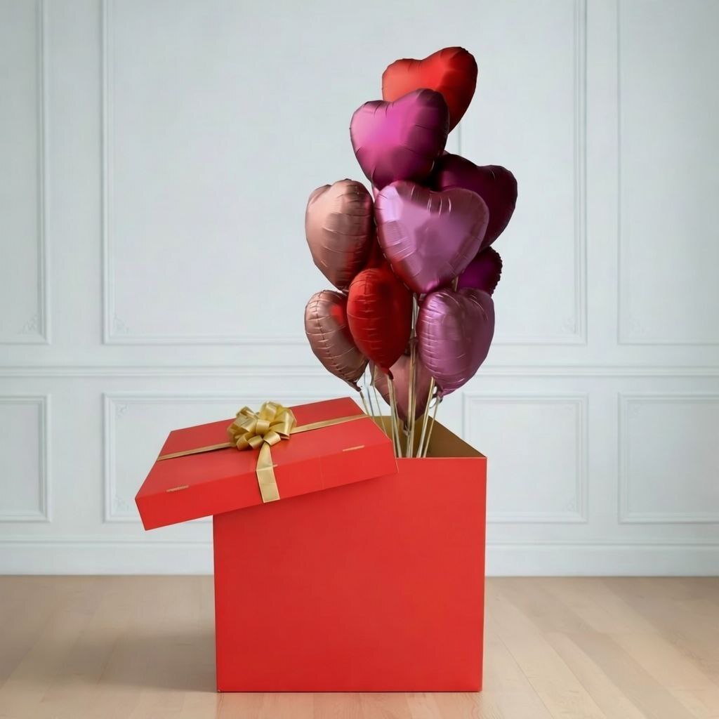 Сaja Sorpresa con globos Corazones, 12 ud