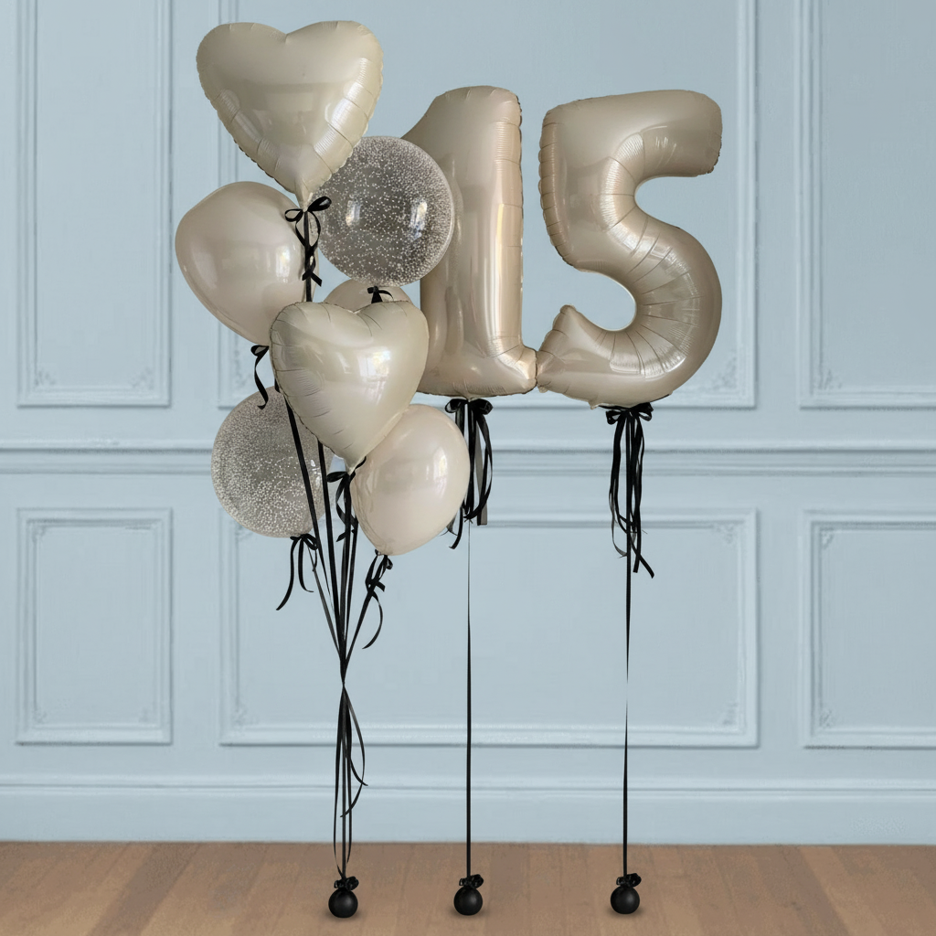 Ramo de globos de cumpleaños con números 15