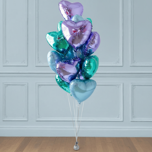 Conjunto de globos corazones multicolores