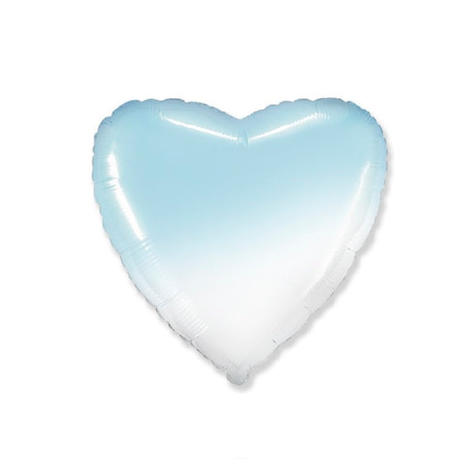 Globo Corazon de foil aluminio bebè degradado azul 18" (45cm)
