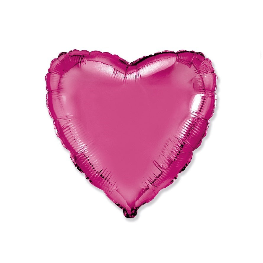 Globo Corazon de foil aluminio fucsia 18" (45cm)