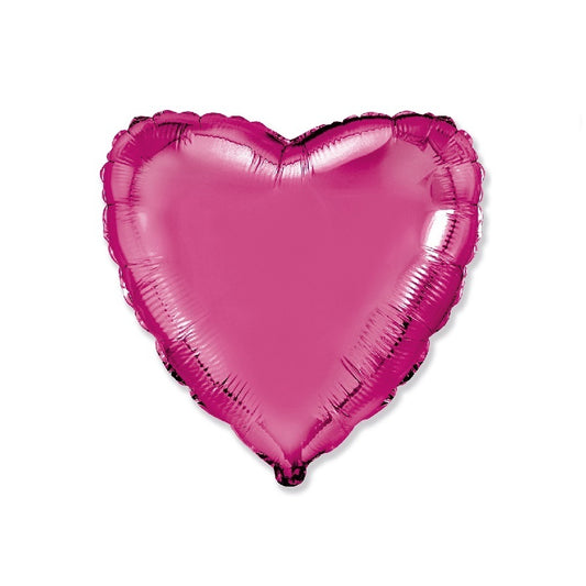 Globo Corazon de foil aluminio fucsia 18" (45cm)