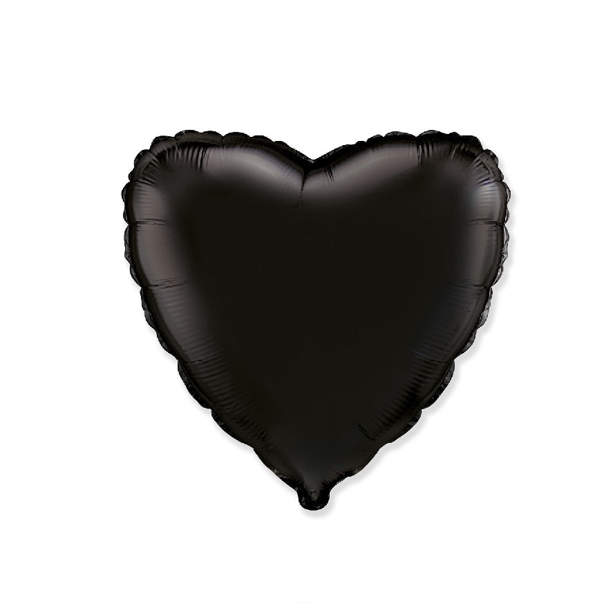 Globo Corazon de foil aluminio negro 18" (45cm)