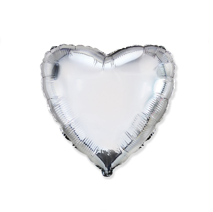 Globo Corazon de foil aluminio plata gigante 18″(45cm)
