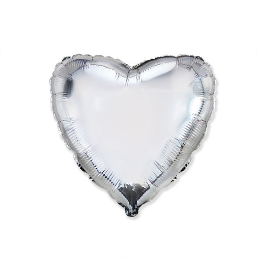 Globo Corazon de foil aluminio plata gigante 18″(45cm)