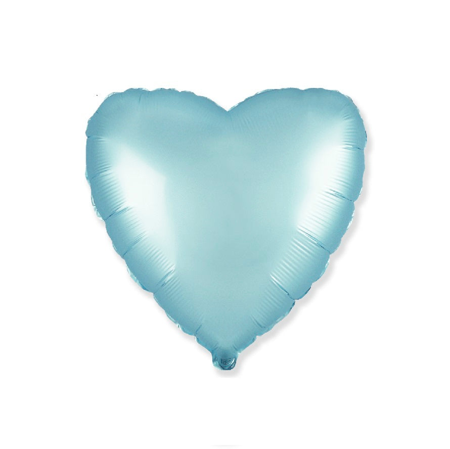 Globo Corazon de foil aluminio satén azul pastel 18" (45cm)