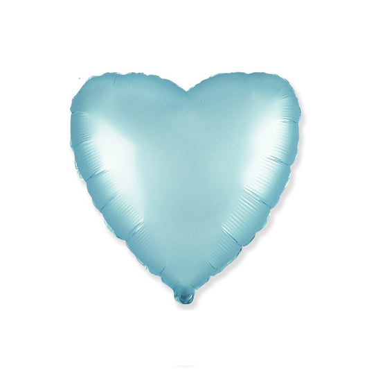 Globo Corazon de foil aluminio satén azul pastel 18" (45cm)