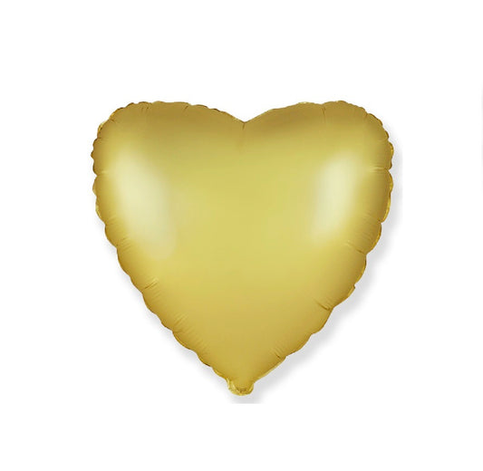 Globo Corazón de foil aluminio Oro satín pastel 18" (45cm)