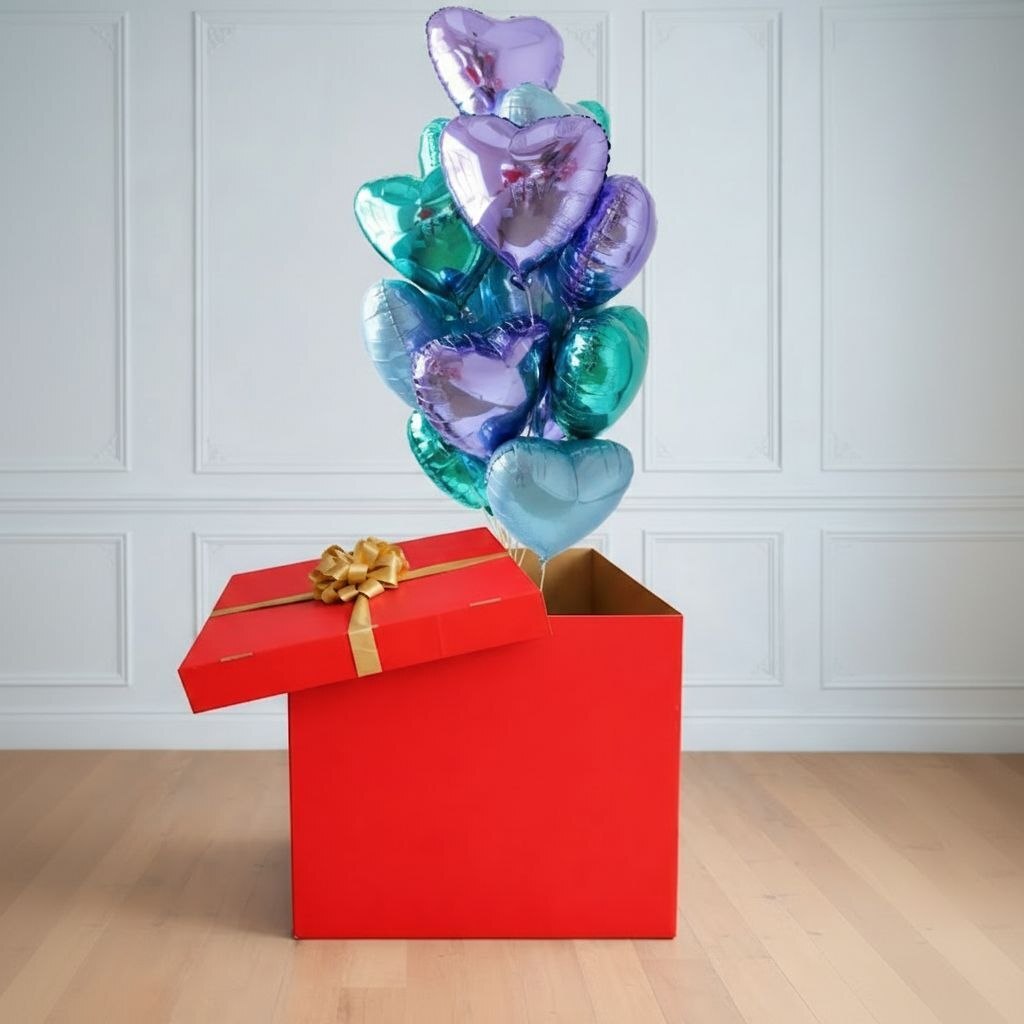 Сaja Sorpresa con globos Corazones, 12 ud