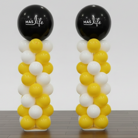 2 columnas con globos gigantes personalizados amarillo