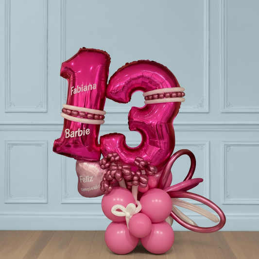 Bouquet de globos de cumpleaños con números 13