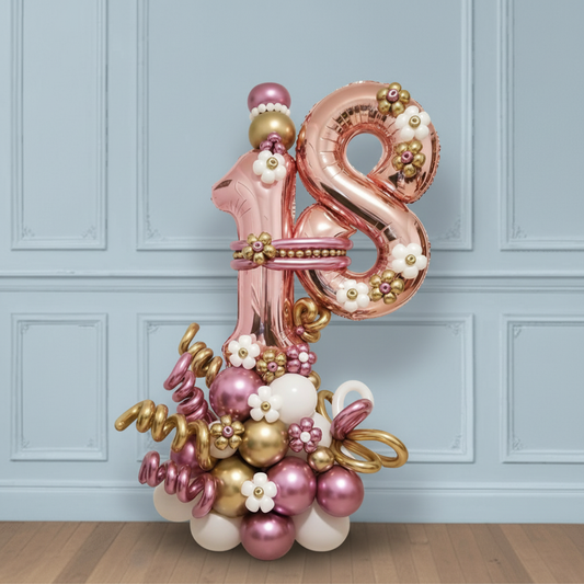 Bouquet de globos de cumpleaños con números 18