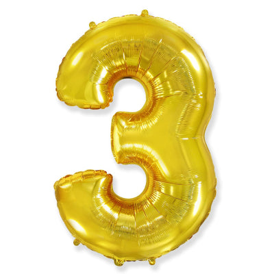 Globo Número Dorado. 3