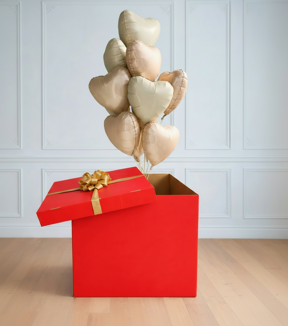 Сaja Sorpresa con globos Corazones, 12 ud