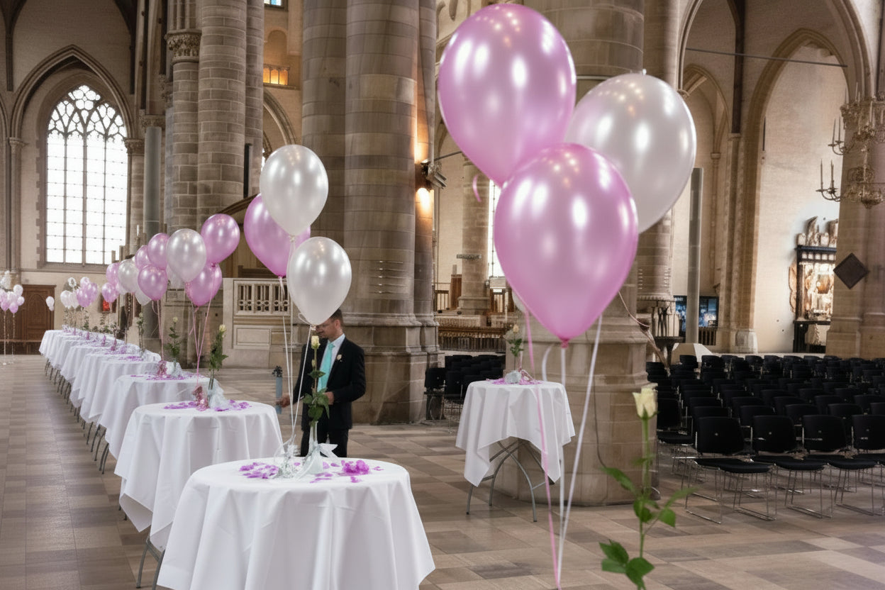 3 globos con helio para centro de la mesa.