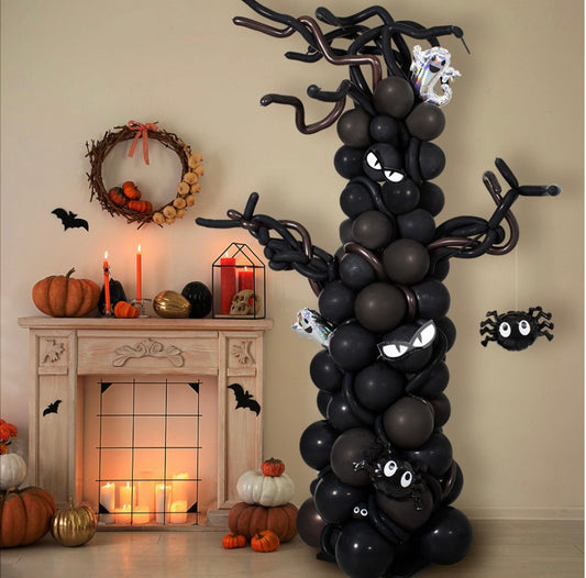 Árbol espeluznante de globos para Halloween