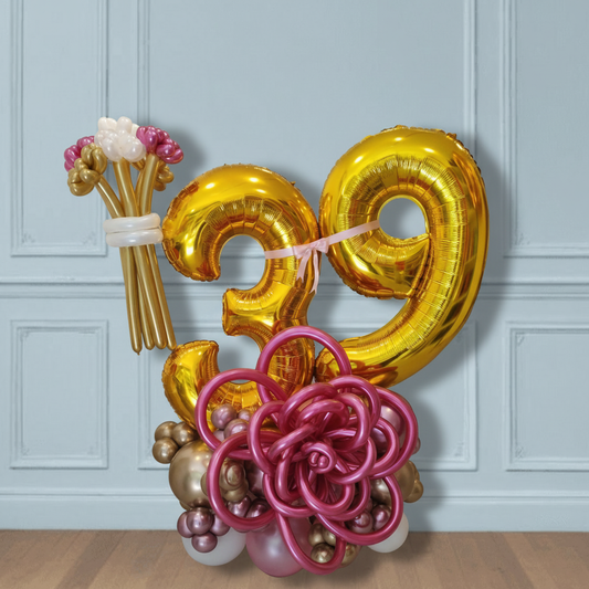 Bouquet de globos de cumpleaños con números 39