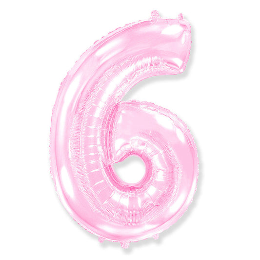 Globo Número pastel rosa. 6
