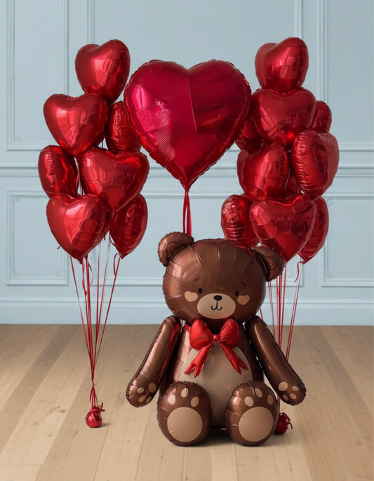 Globos corazones con oso