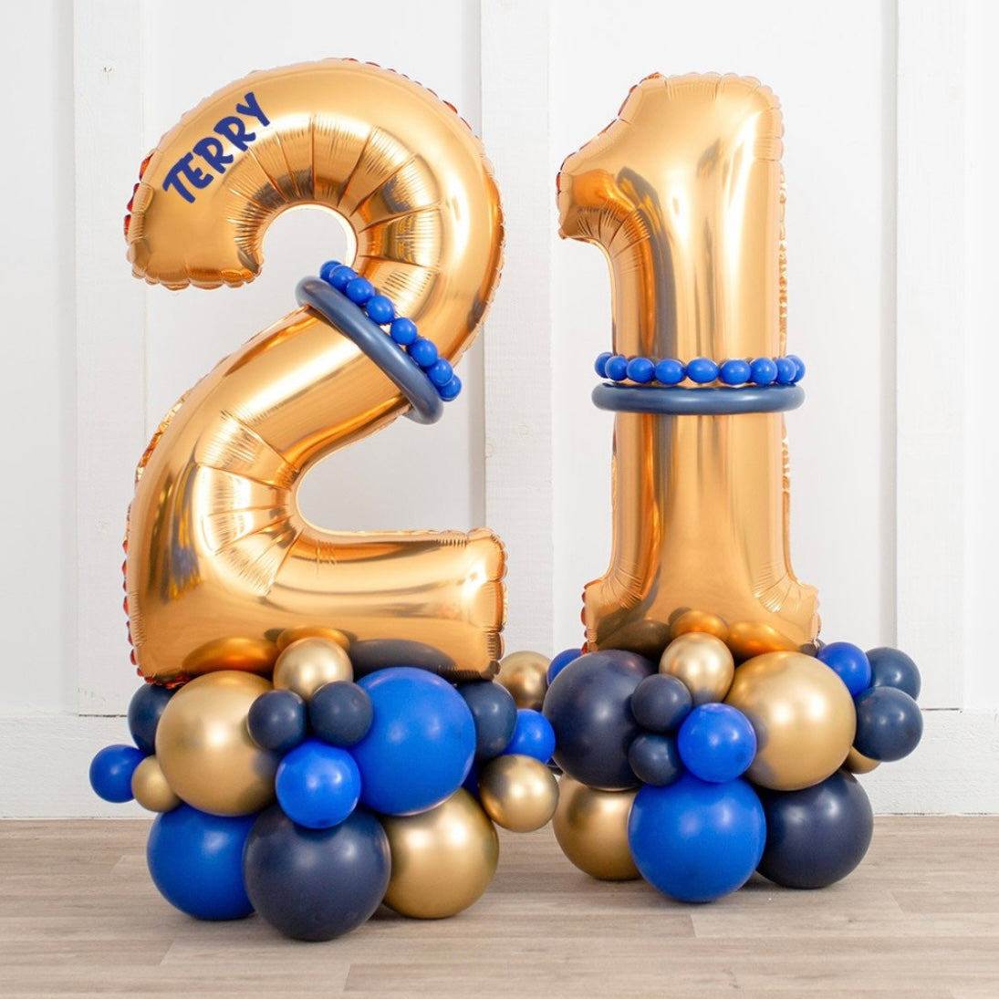Conjunto de globos azul dorado 21