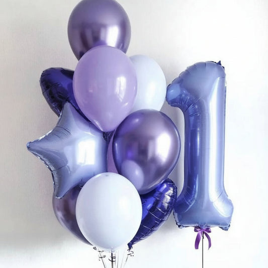 Bouquet de globos Cumpleaños con número lila