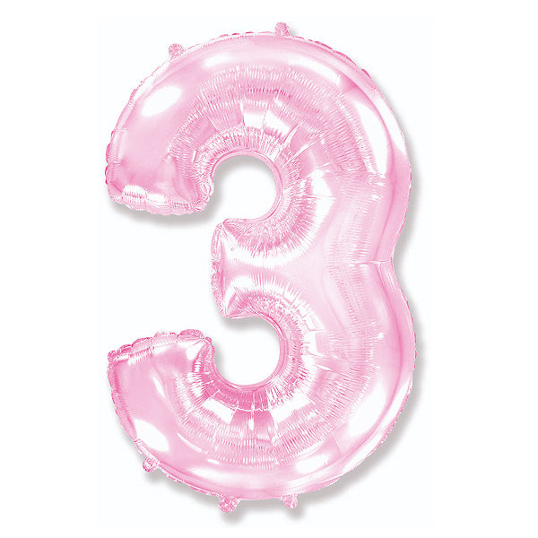 Globo Número pastel rosa. 3