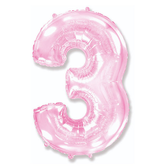 Globo Número pastel rosa. 3