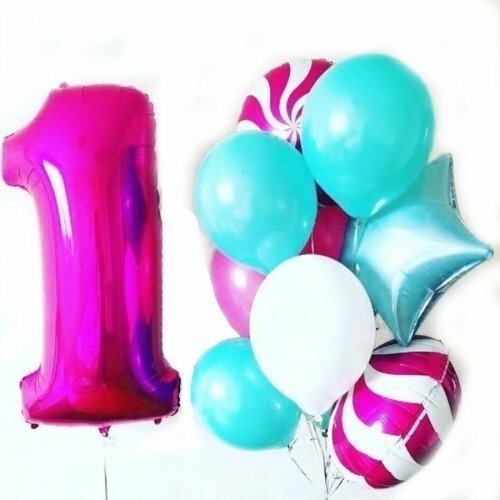 Fuente de globos Cumpleaños con número 1