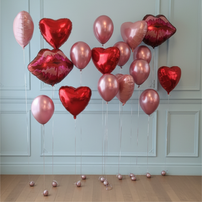 Pared de globos con helio Besos