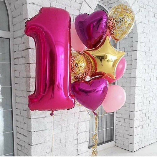 Ramo de globos y número 1