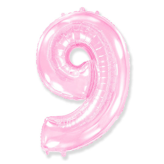 Globo Número pastel rosa. 9
