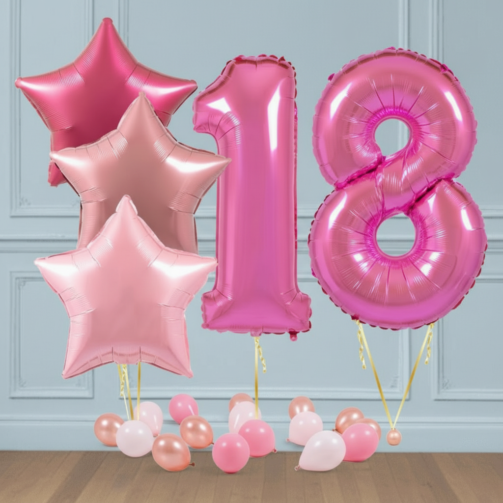Ramo de Números de globos magentas 18