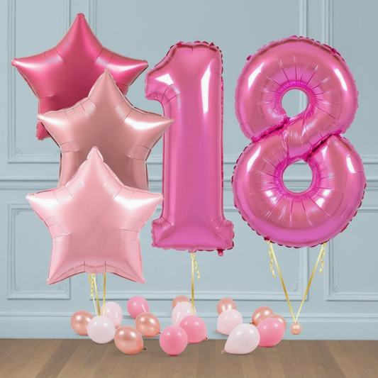 Ramo de Números de globos magentas 18