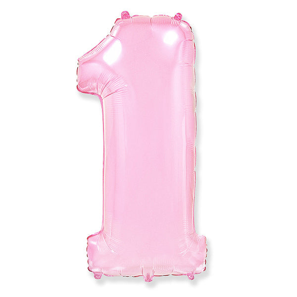 Globo Número pastel rosa. 1