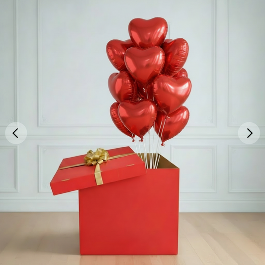 Сaja Sorpresa con globos Corazones, 12 ud
