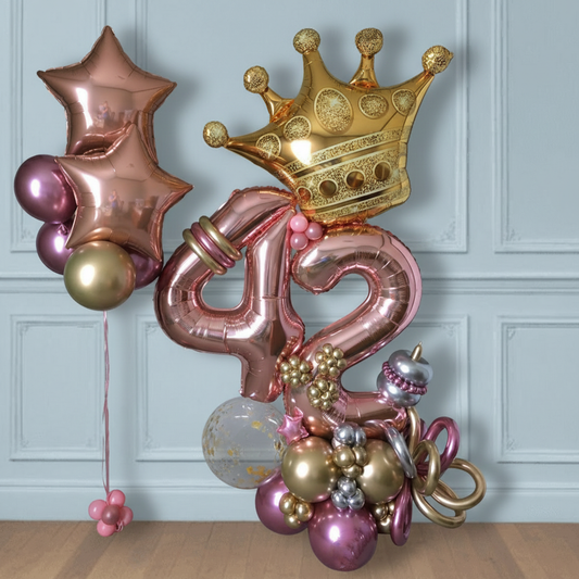 Bouquet de globos de cumpleaños con números 42