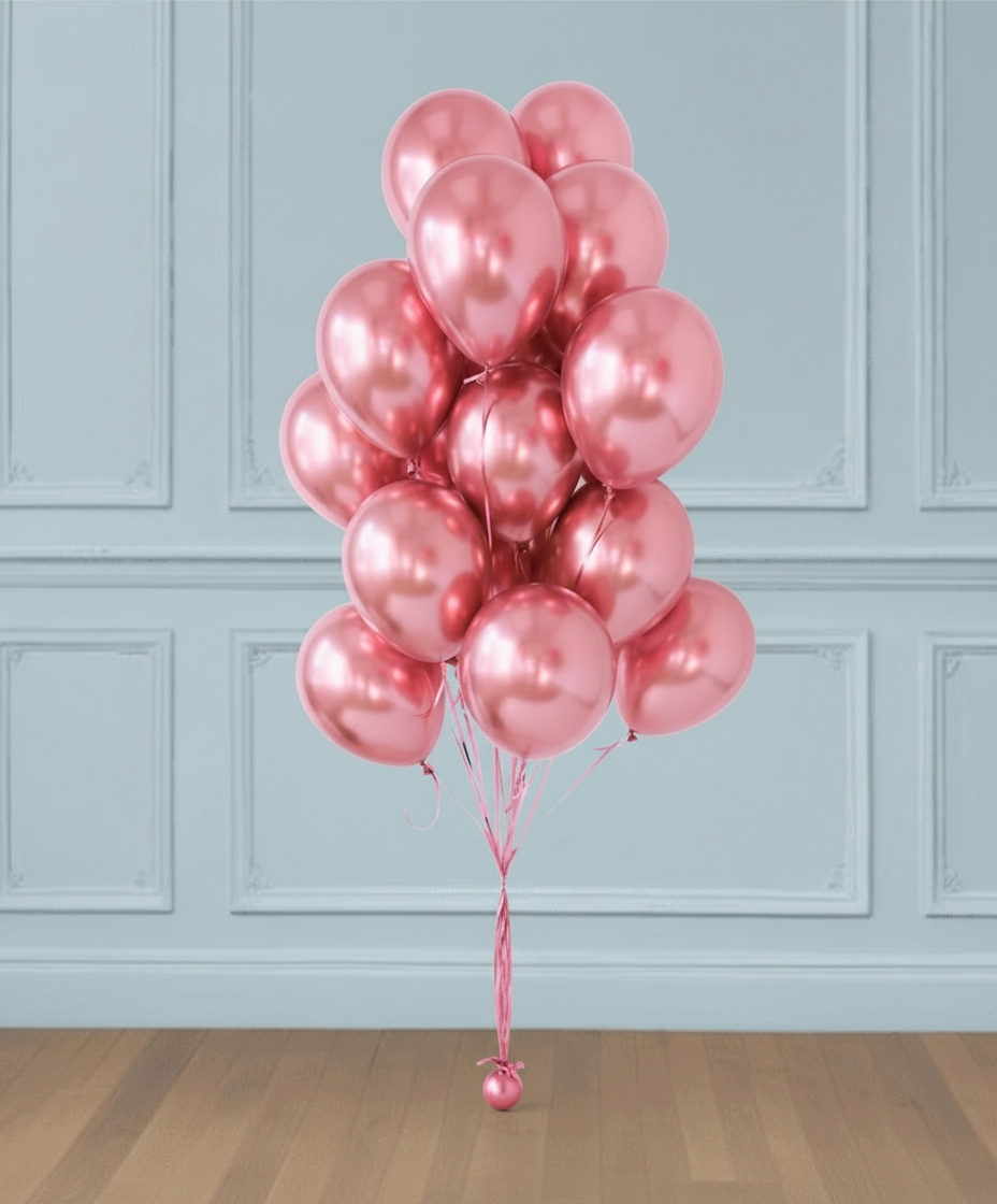 Ramo de globos malvas con helio 15 uds