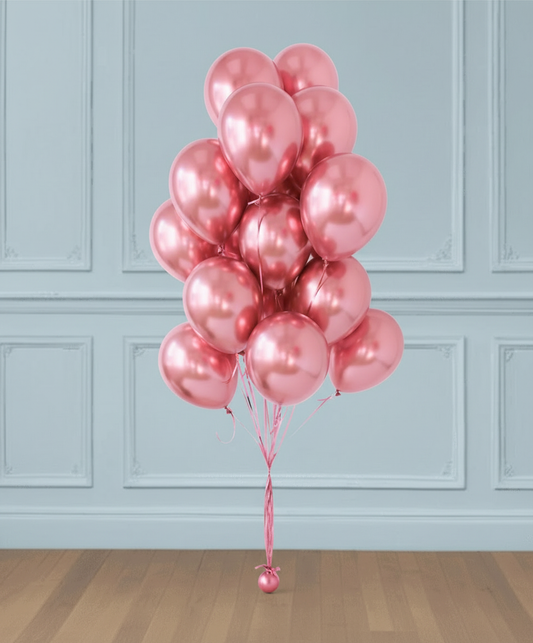 Ramo de globos malvas con helio 15 uds