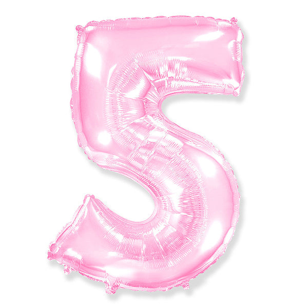 Globo Número pastel rosa. 5