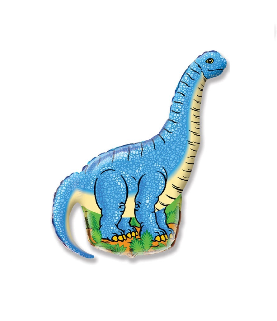 Figura de foil aluminio con helio dinosaurio azul (110 cm)